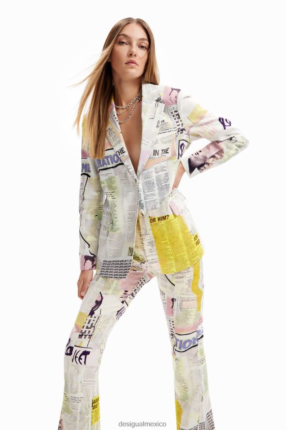 Desigual mujer blazer estilo collage de periódicos VZ26R081 ropa