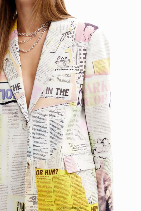 Desigual mujer blazer estilo collage de periódicos VZ26R081 ropa