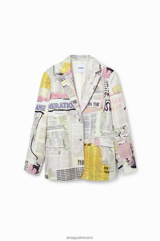 Desigual mujer blazer estilo collage de periódicos VZ26R081 ropa