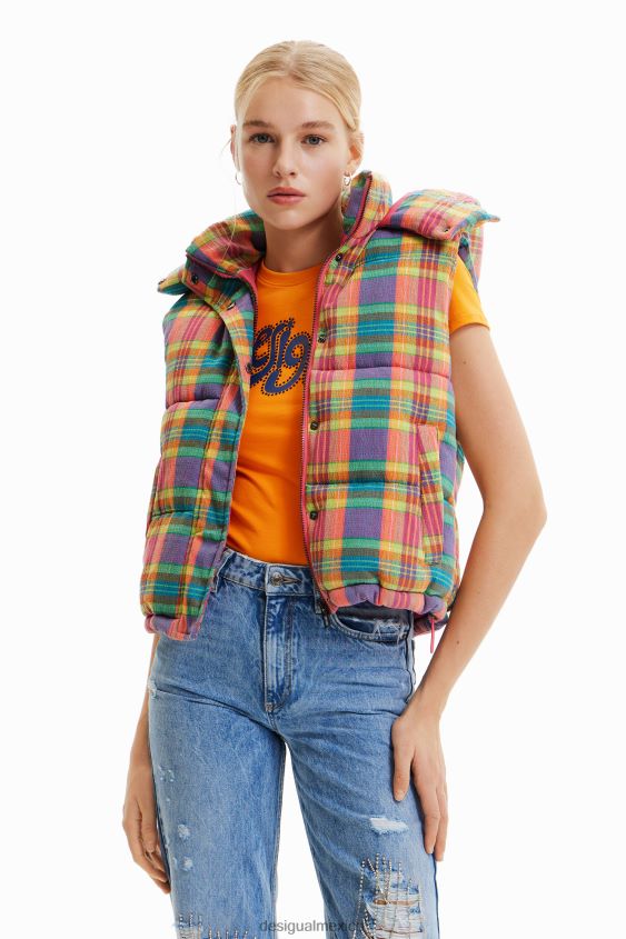 Desigual mujer chaleco acolchado a cuadros VZ26R0565 ropa