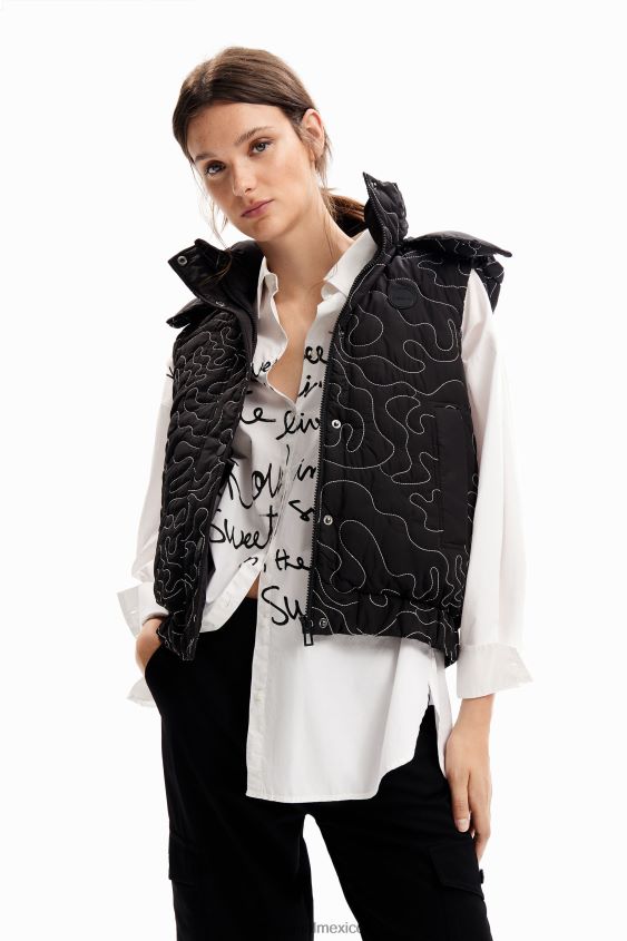Desigual mujer chaleco acolchado con costuras a cuadros VZ26R0233 ropa