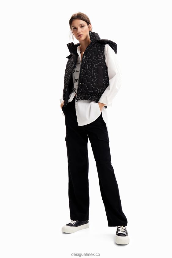 Desigual mujer chaleco acolchado con costuras a cuadros VZ26R0233 ropa