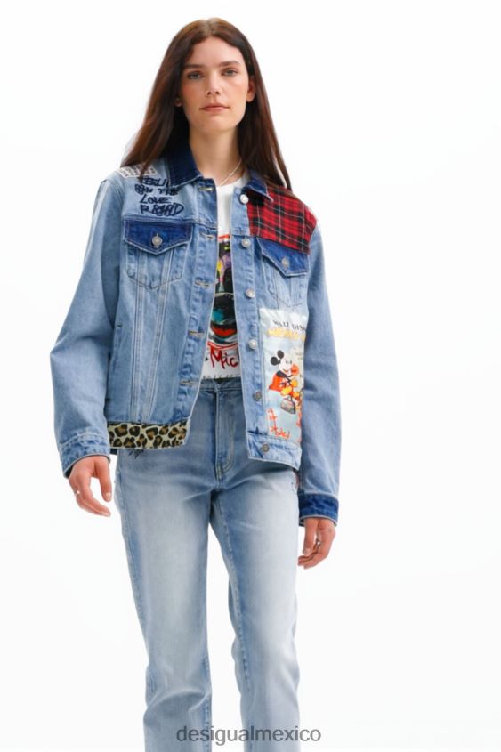 Desigual mujer chamarra estilo camionero de mezclilla de mickey mouse VZ26R0159 ropa