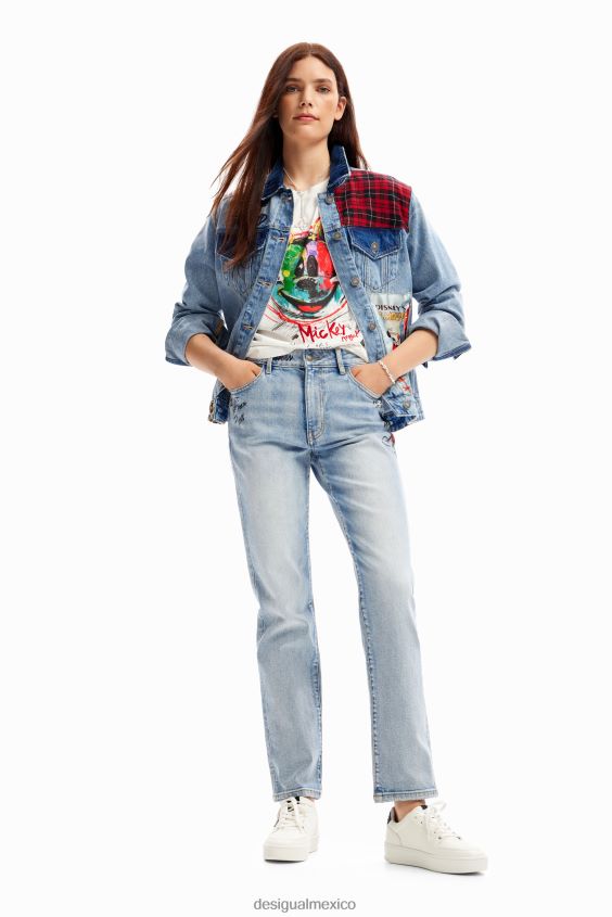 Desigual mujer chamarra estilo camionero de mezclilla de mickey mouse VZ26R0159 ropa