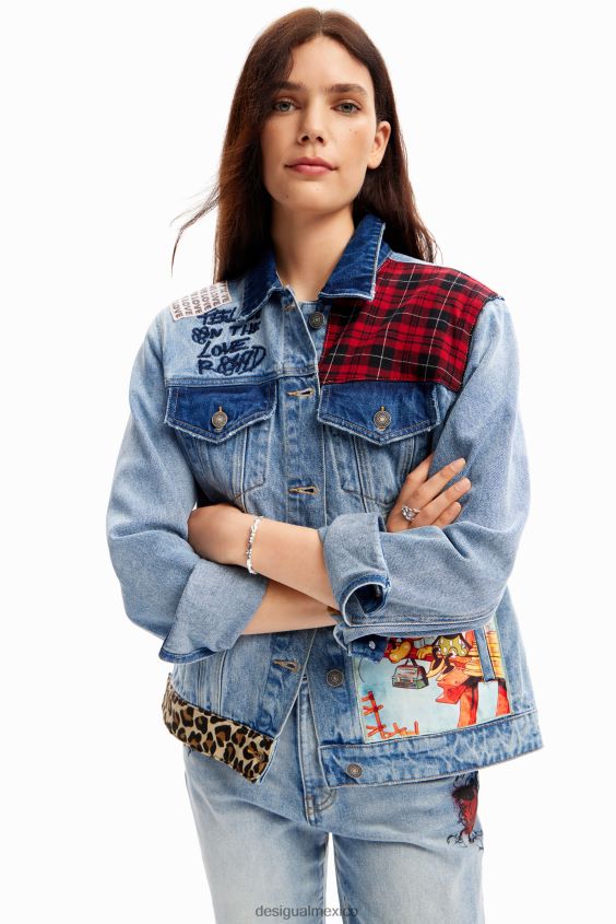 Desigual mujer chamarra estilo camionero de mezclilla de mickey mouse VZ26R0159 ropa