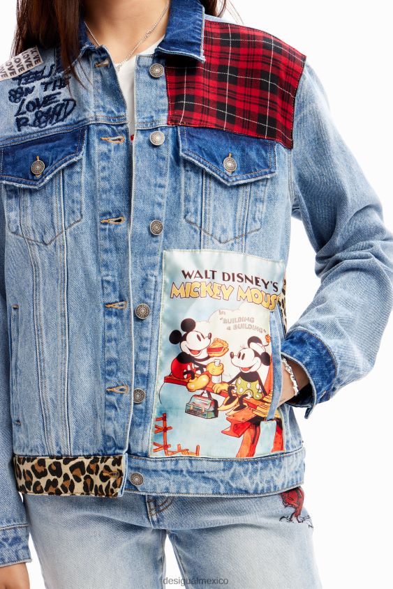 Desigual mujer chamarra estilo camionero de mezclilla de mickey mouse VZ26R0159 ropa