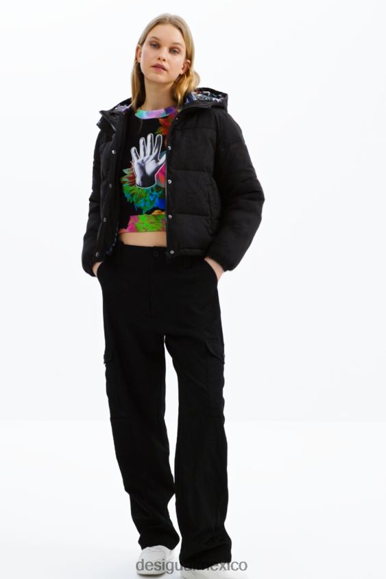 Desigual mujer chaqueta acolchada corta bordada VZ26R0747 ropa