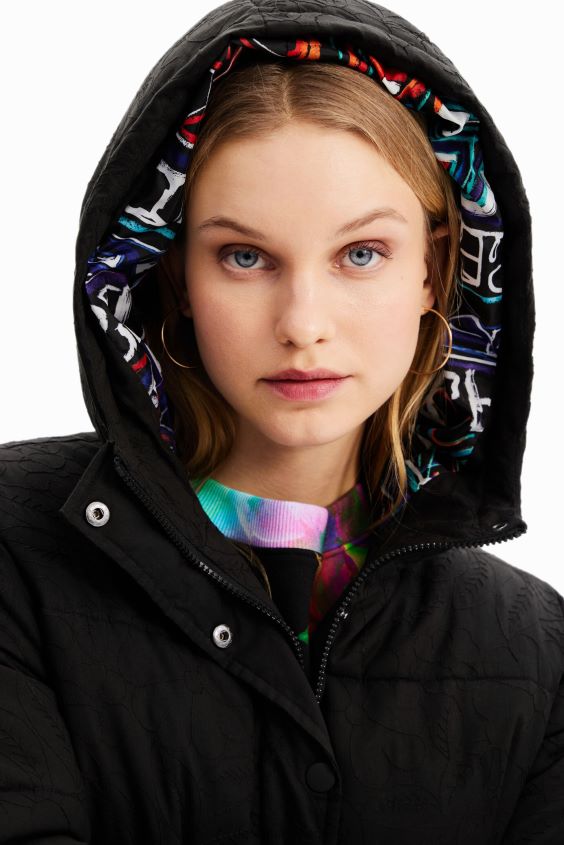 Desigual mujer chaqueta acolchada corta bordada VZ26R0747 ropa