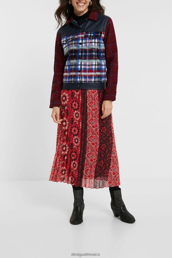 Desigual mujer chaqueta de piel de tartán VZ26R01080 ropa