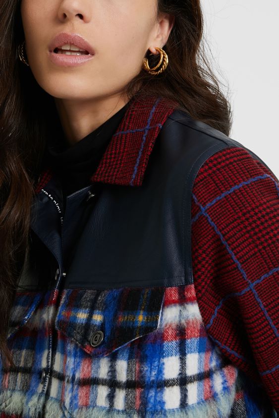 Desigual mujer chaqueta de piel de tartán VZ26R01080 ropa