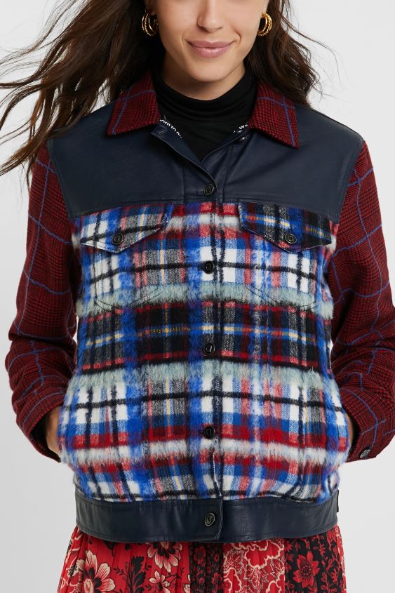 Desigual mujer chaqueta de piel de tartán VZ26R01080 ropa