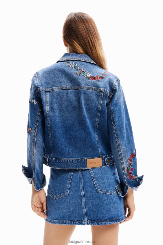 Desigual mujer chaqueta estilo camionero de mezclilla bordada VZ26R0211 ropa