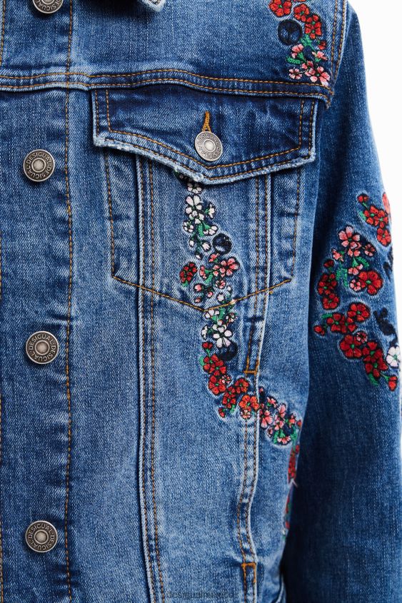 Desigual mujer chaqueta estilo camionero de mezclilla bordada VZ26R0211 ropa