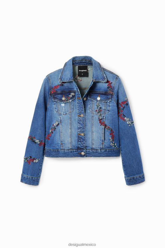 Desigual mujer chaqueta estilo camionero de mezclilla bordada VZ26R0211 ropa