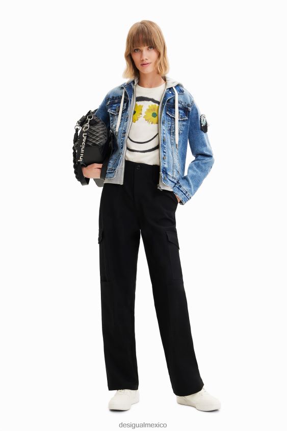 Desigual mujer chaqueta estilo camionero de mezclilla con capucha VZ26R0306 ropa