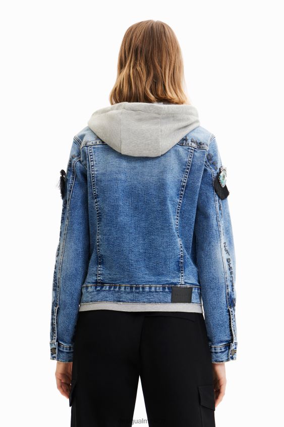 Desigual mujer chaqueta estilo camionero de mezclilla con capucha VZ26R0306 ropa