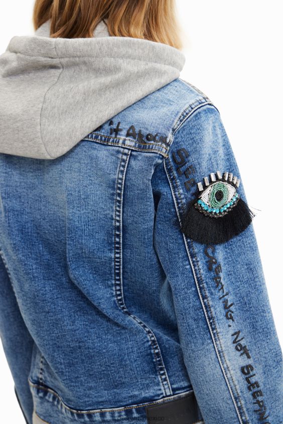 Desigual mujer chaqueta estilo camionero de mezclilla con capucha VZ26R0306 ropa