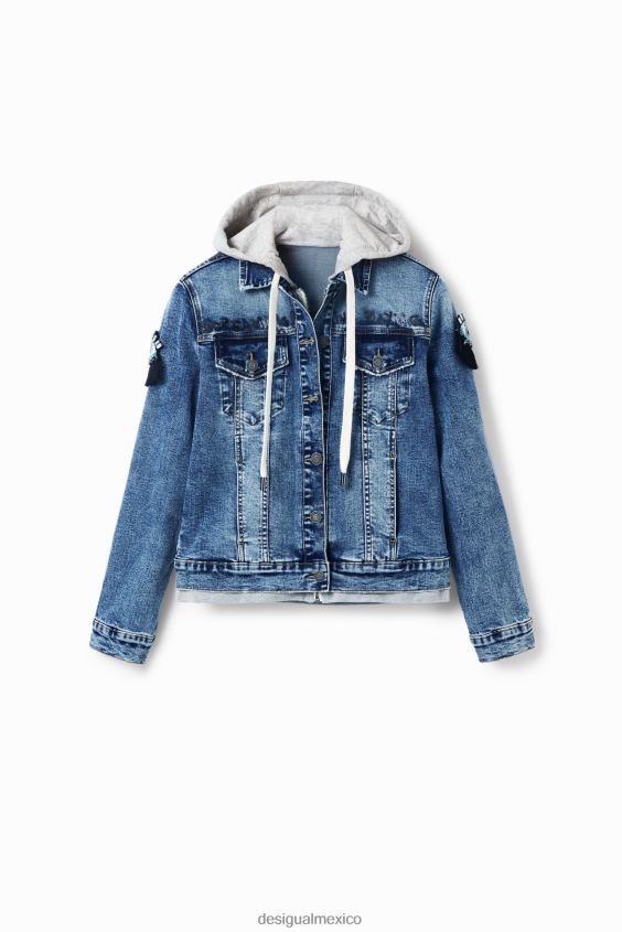 Desigual mujer chaqueta estilo camionero de mezclilla con capucha VZ26R0306 ropa