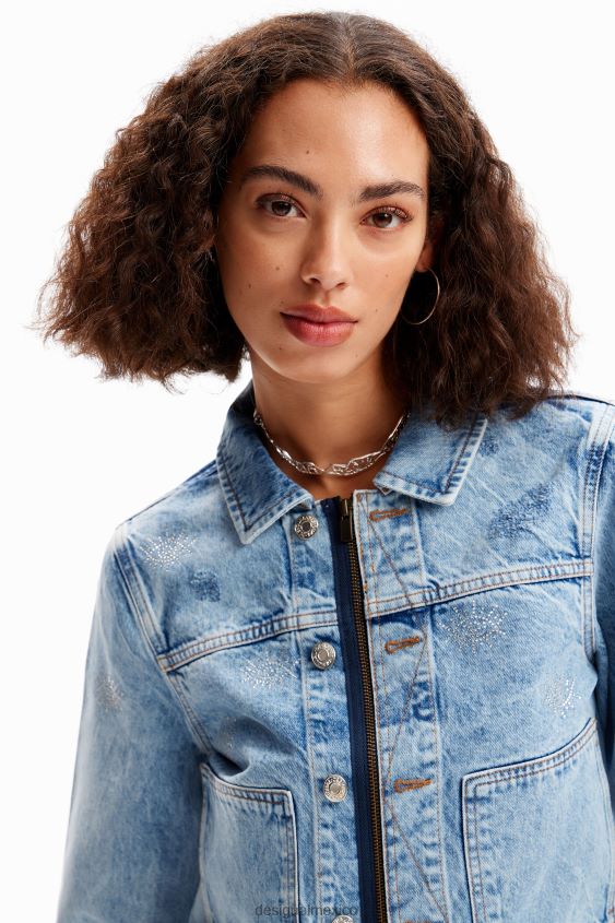 Desigual mujer chaqueta estilo camionero de mezclilla con ojos VZ26R0427 ropa