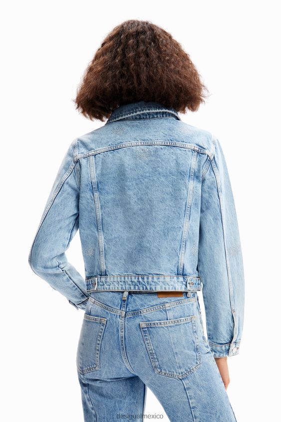 Desigual mujer chaqueta estilo camionero de mezclilla con ojos VZ26R0427 ropa