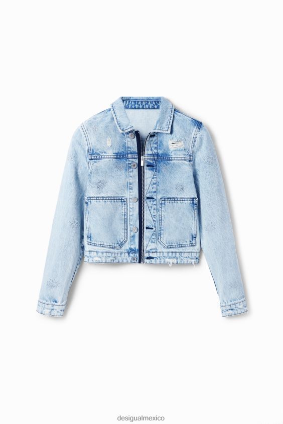 Desigual mujer chaqueta estilo camionero de mezclilla con ojos VZ26R0427 ropa