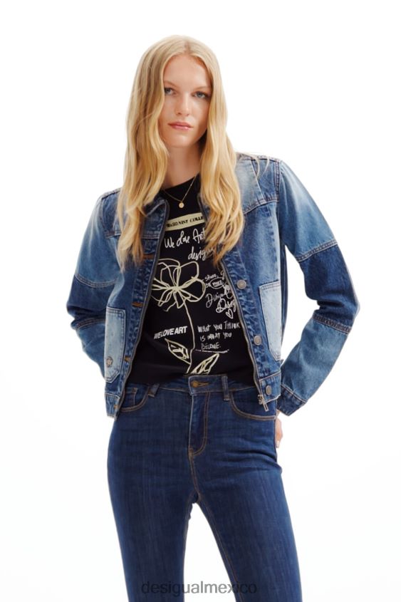 Desigual mujer chaqueta estilo camionero de mezclilla con patchwork VZ26R0240 ropa