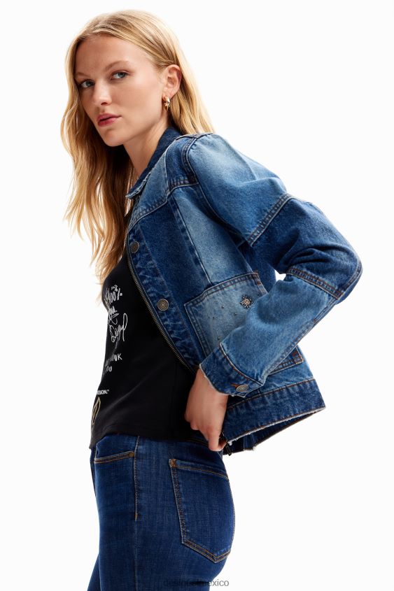 Desigual mujer chaqueta estilo camionero de mezclilla con patchwork VZ26R0240 ropa