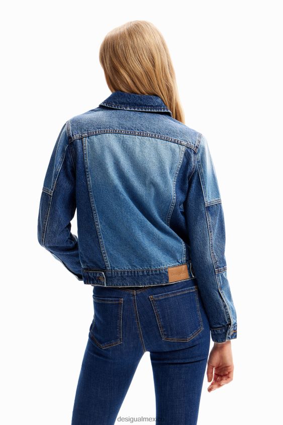 Desigual mujer chaqueta estilo camionero de mezclilla con patchwork VZ26R0240 ropa