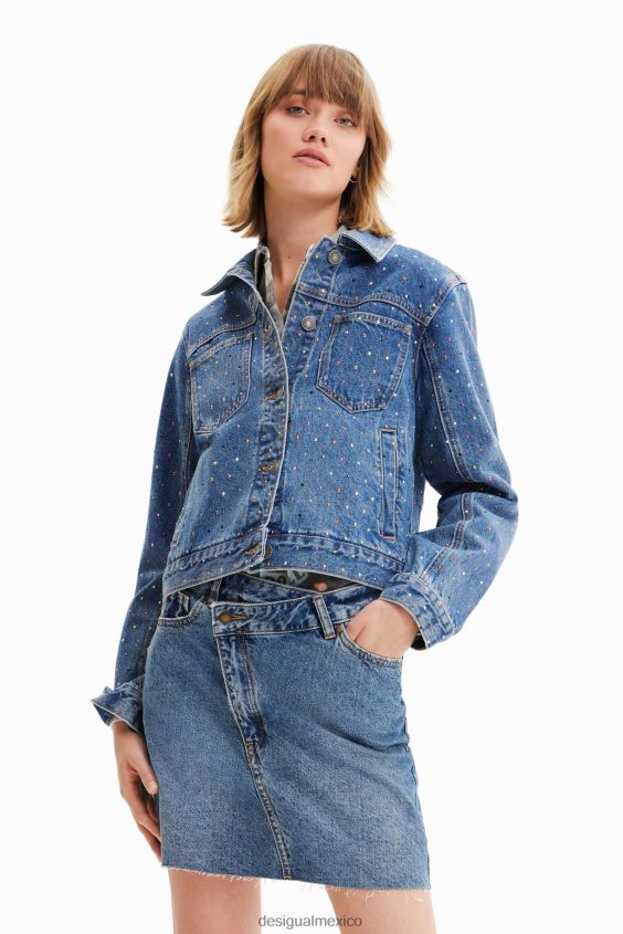 Desigual mujer chaqueta estilo camionero de mezclilla con tachuelas VZ26R0339 ropa