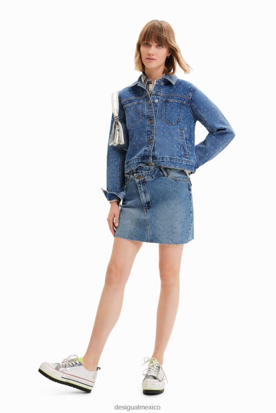 Desigual mujer chaqueta estilo camionero de mezclilla con tachuelas VZ26R0339 ropa