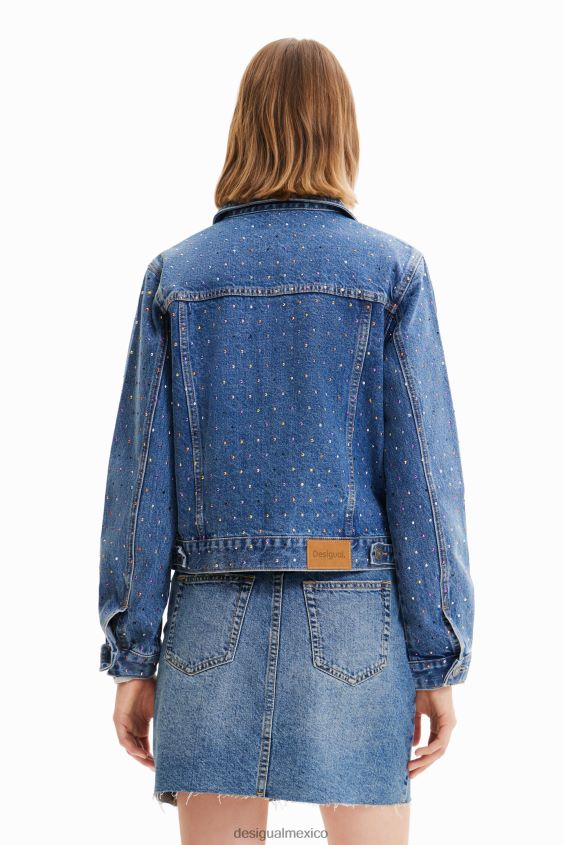 Desigual mujer chaqueta estilo camionero de mezclilla con tachuelas VZ26R0339 ropa