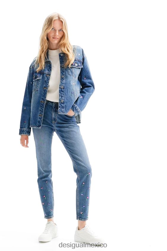 Desigual mujer chaqueta estilo camionero de mezclilla floral VZ26R0239 ropa