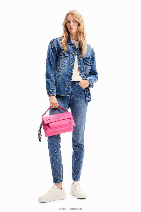 Desigual mujer chaqueta estilo camionero de mezclilla floral VZ26R0239 ropa