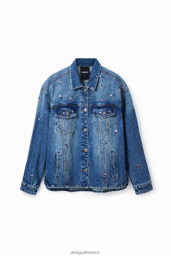 Desigual mujer chaqueta estilo camionero de mezclilla floral VZ26R0239 ropa