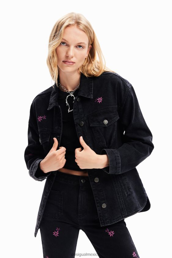 Desigual mujer chaqueta estilo camionero de mezclilla floral VZ26R0278 ropa