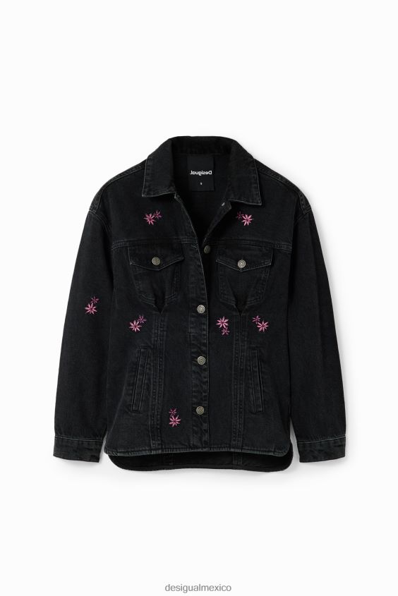 Desigual mujer chaqueta estilo camionero de mezclilla floral VZ26R0278 ropa