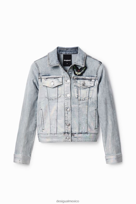 Desigual mujer chaqueta estilo camionero de mezclilla metalizada VZ26R0865 ropa