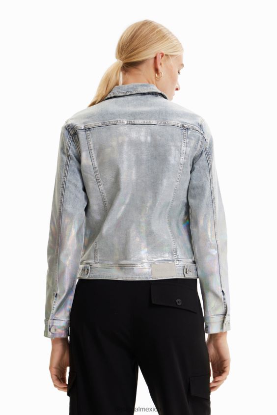 Desigual mujer chaqueta estilo camionero de mezclilla metalizada VZ26R0865 ropa