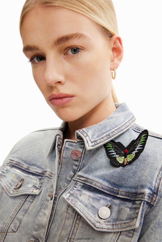 Desigual mujer chaqueta estilo camionero de mezclilla metalizada VZ26R0865 ropa