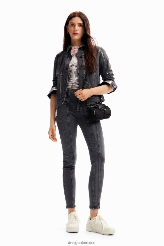 Desigual mujer chaqueta estilo camionero de mezclilla metalizada VZ26R0897 ropa