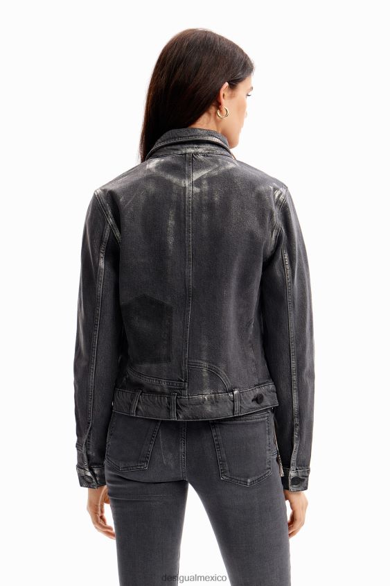Desigual mujer chaqueta estilo camionero de mezclilla metalizada VZ26R0897 ropa