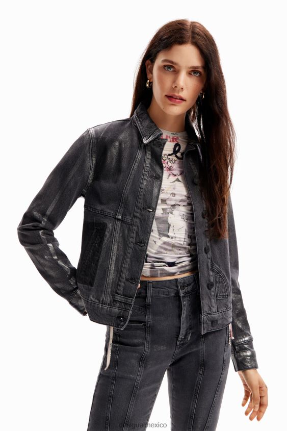 Desigual mujer chaqueta estilo camionero de mezclilla metalizada VZ26R0897 ropa