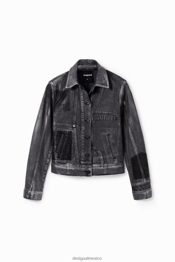 Desigual mujer chaqueta estilo camionero de mezclilla metalizada VZ26R0897 ropa