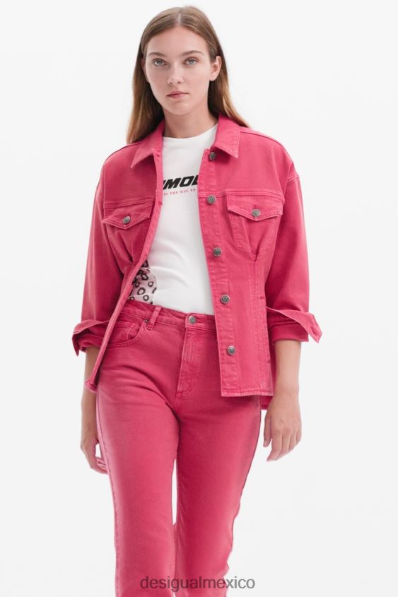 Desigual mujer chaqueta estilo camionero de mezclilla plisada VZ26R090 ropa