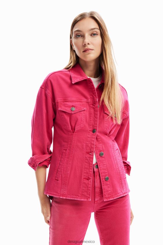 Desigual mujer chaqueta estilo camionero de mezclilla plisada VZ26R090 ropa