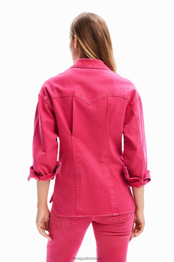 Desigual mujer chaqueta estilo camionero de mezclilla plisada VZ26R090 ropa