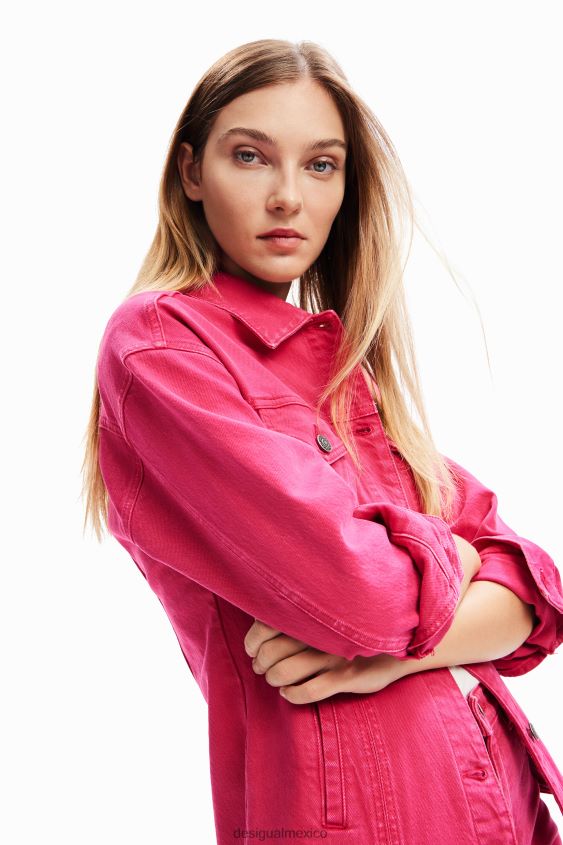 Desigual mujer chaqueta estilo camionero de mezclilla plisada VZ26R090 ropa