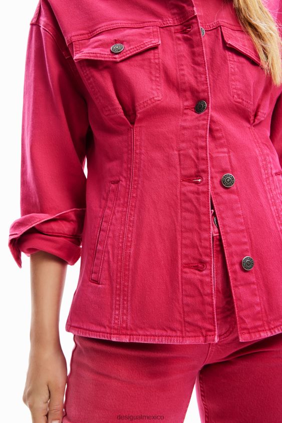 Desigual mujer chaqueta estilo camionero de mezclilla plisada VZ26R090 ropa