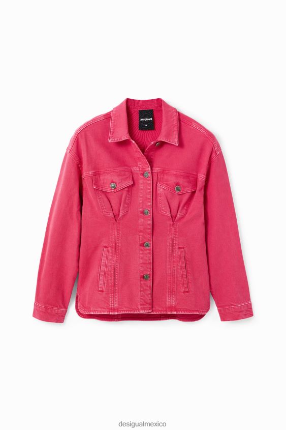 Desigual mujer chaqueta estilo camionero de mezclilla plisada VZ26R090 ropa