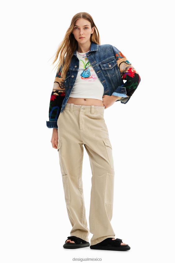 Desigual mujer chaqueta estilo camionero de mezclilla étnica VZ26R0289 ropa
